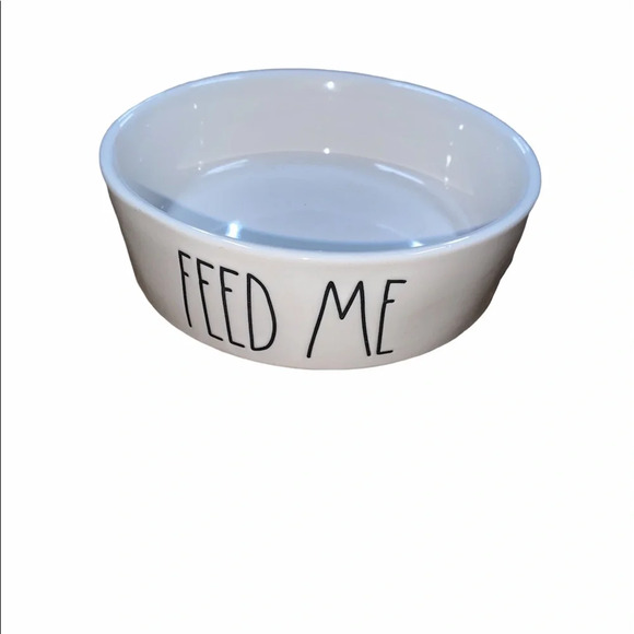 Rae Dunn ceramic pet bowl dish feed me large letter - Picture 1 of 2